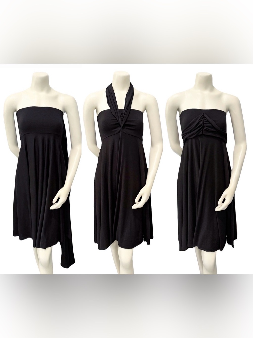 Elan Black Convertible Strapless Halter Dress Size Medium